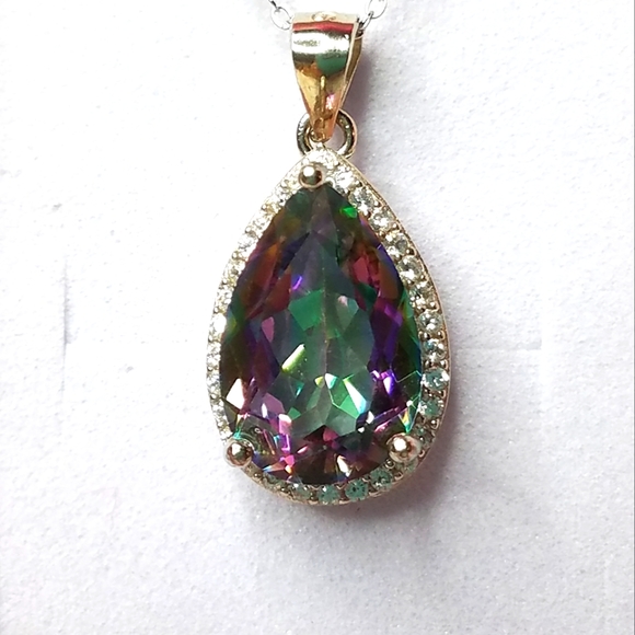 Mystic Topaz and White Sapphire Necklace
